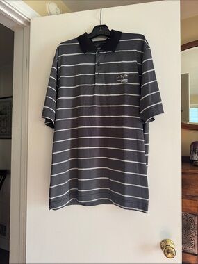 Cutter & Buck Men's Gray/White Striped Polo Golf Shirt - Short Sleeve XLTG EUC